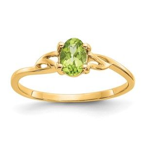 10k Yellow Gold  Polished Genuine Peridot August Birthstone Ring (Size 7)